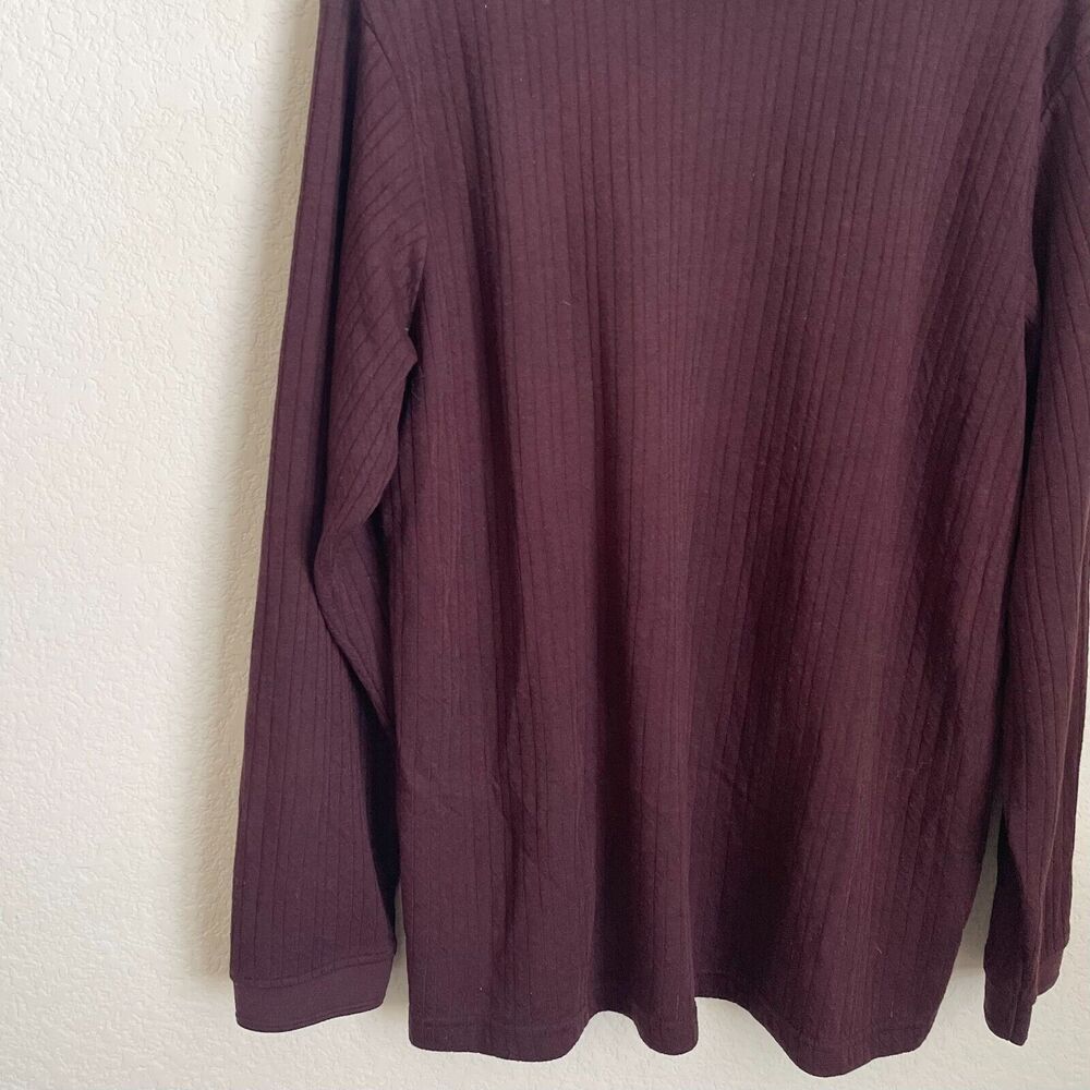 Perry Ellis Men’s Mock Neck Long Sleeve Knit Shirt Large Maroon - Picture 4 of 10